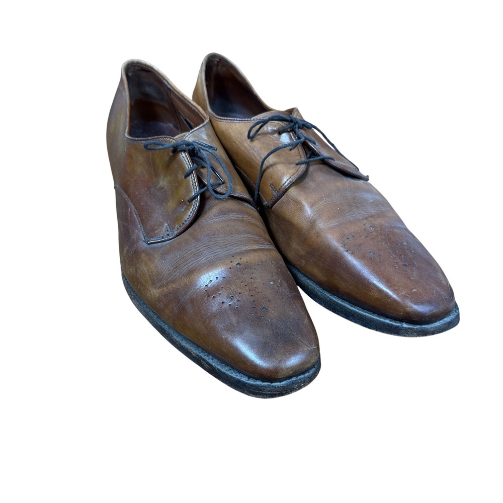 Vintage Leather Derby Shoes Mens 10.5 D Brown Lace Up Dress Formal 1153